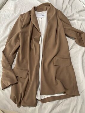 Fashion Nova Camel Draped Open-Front Blazer